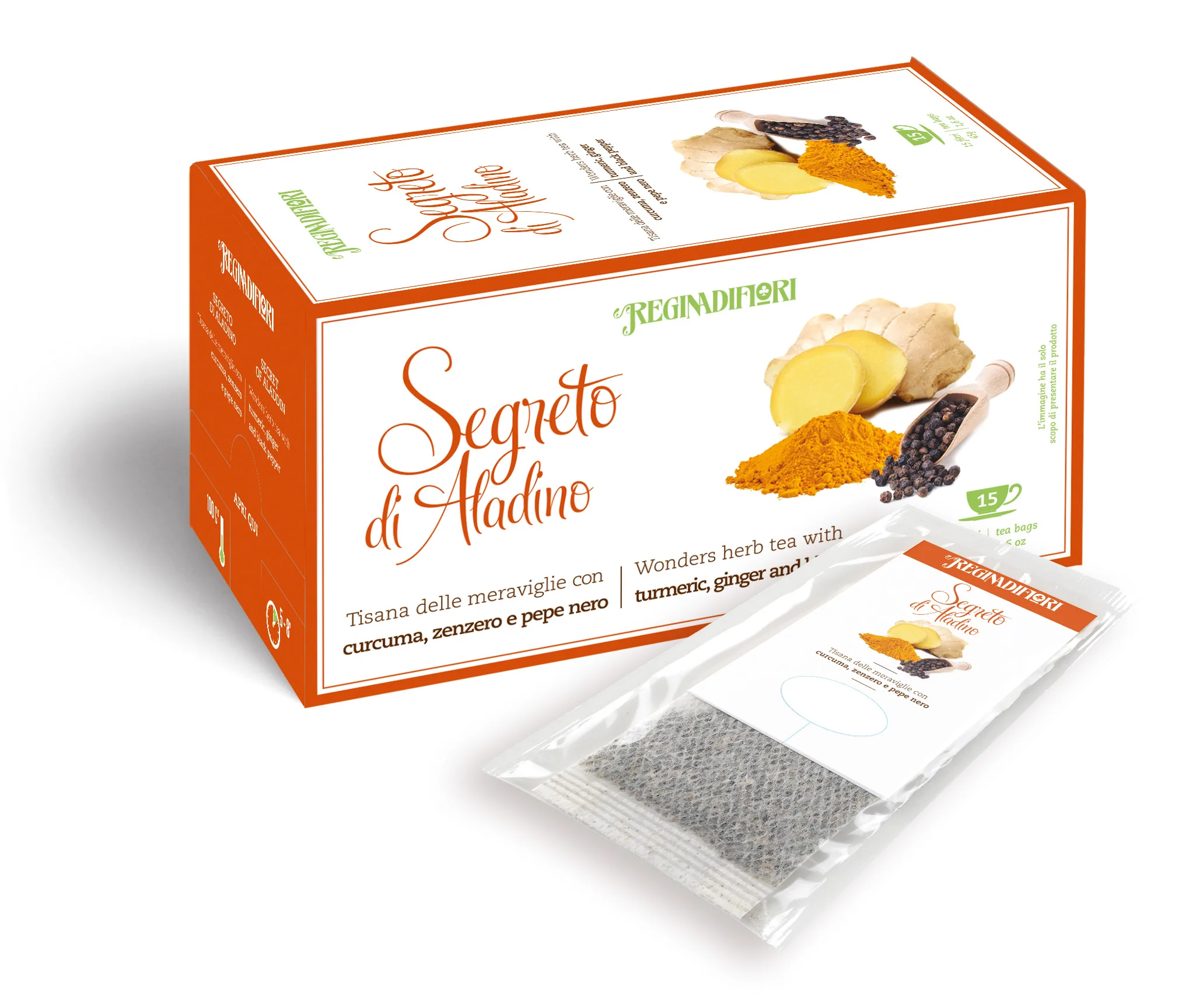 Tisane Regina di Fiori - Segreto di Aladino - Curcuma, Zenzero e Pepe Nero - immagine 1